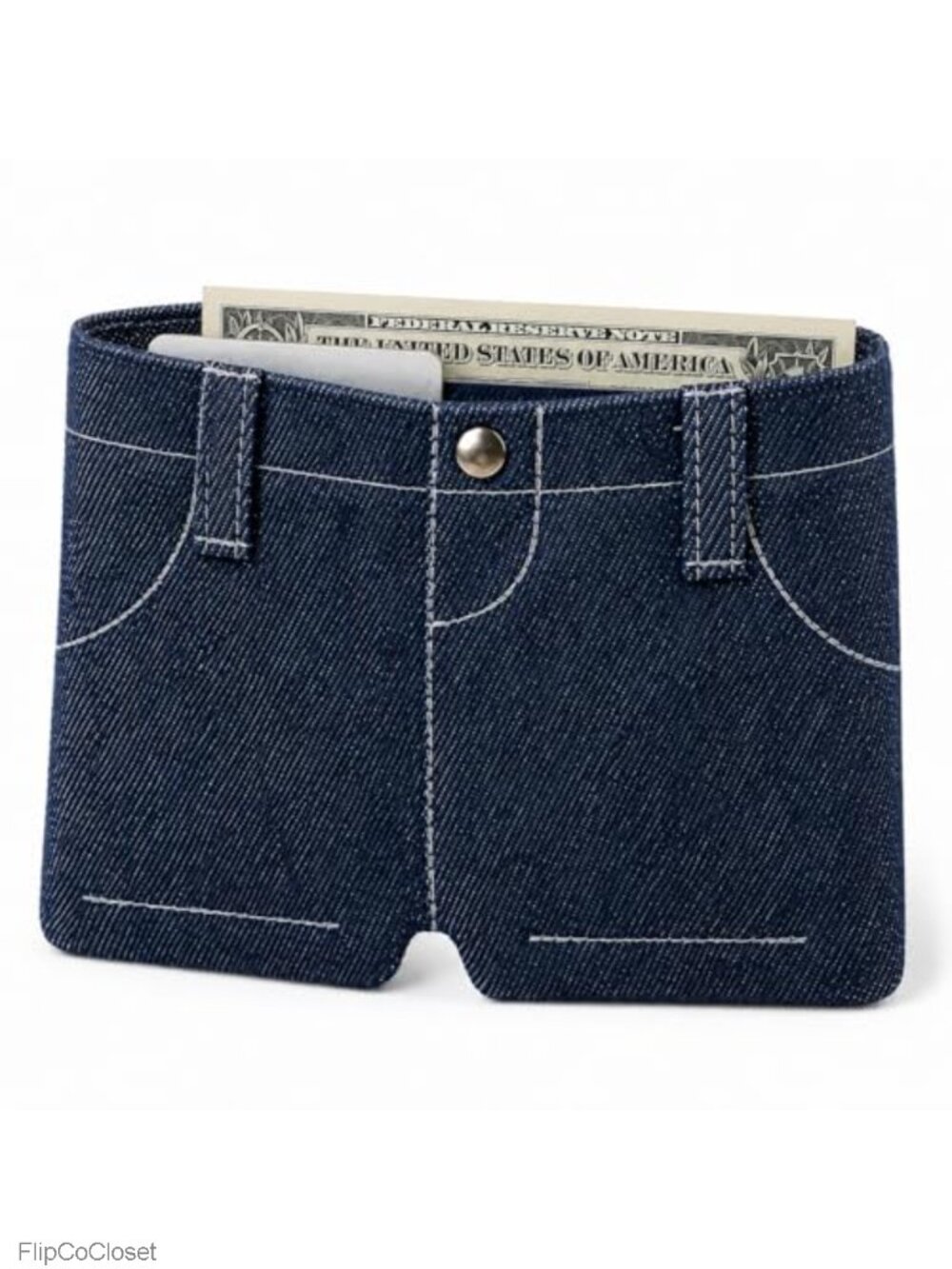 Novelty Denim Shorts Wallet with 6 Card Slots & Folding Card Holder